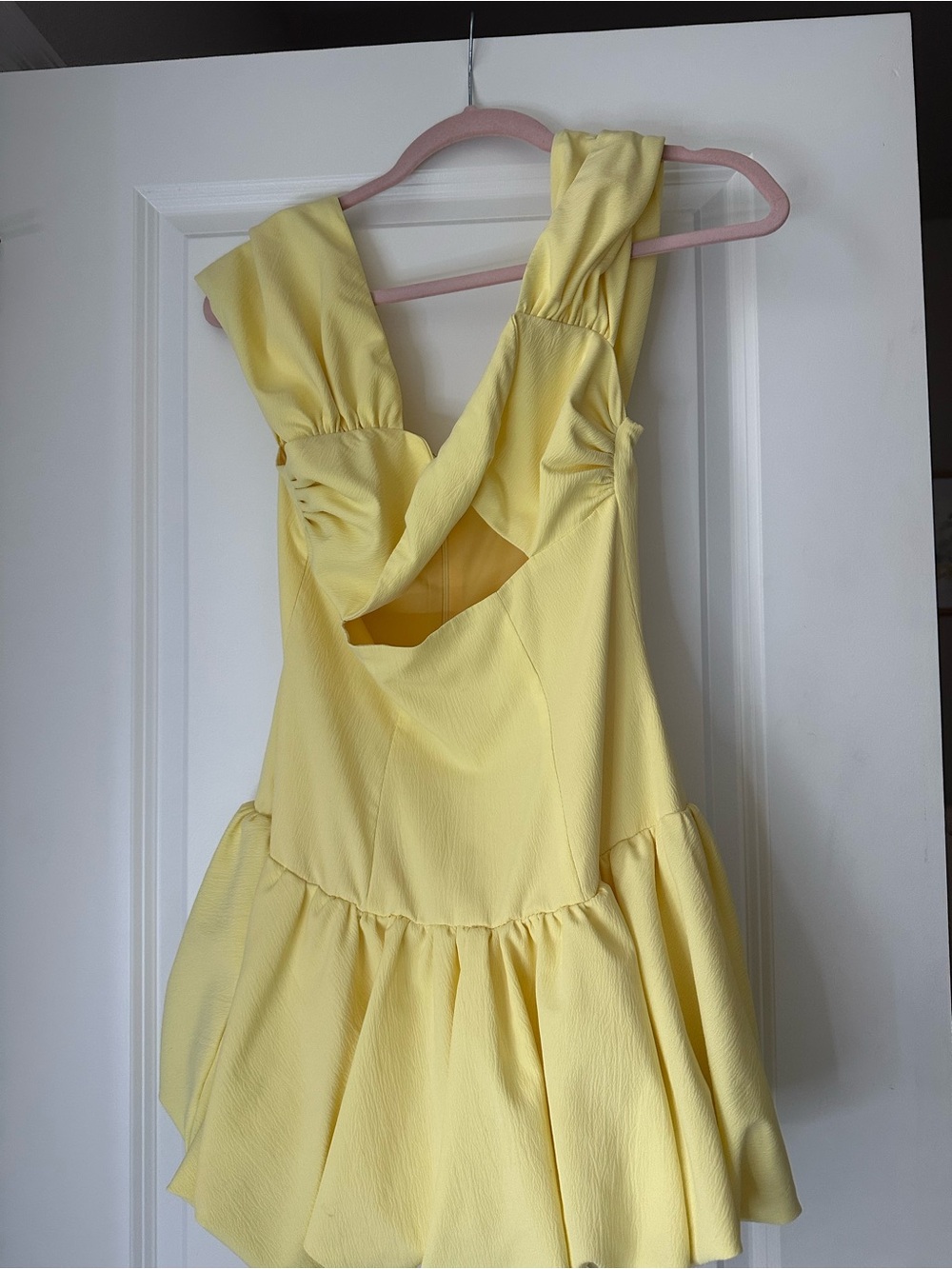 REVOLVE Adda Sunny Yellow Cutout Puff Sleeve Mini Dress - Picture 2 of 3